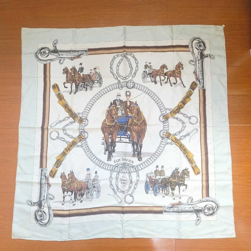 Hermes Scarf Multi Color Silk Satin Multi Color Silk Satin